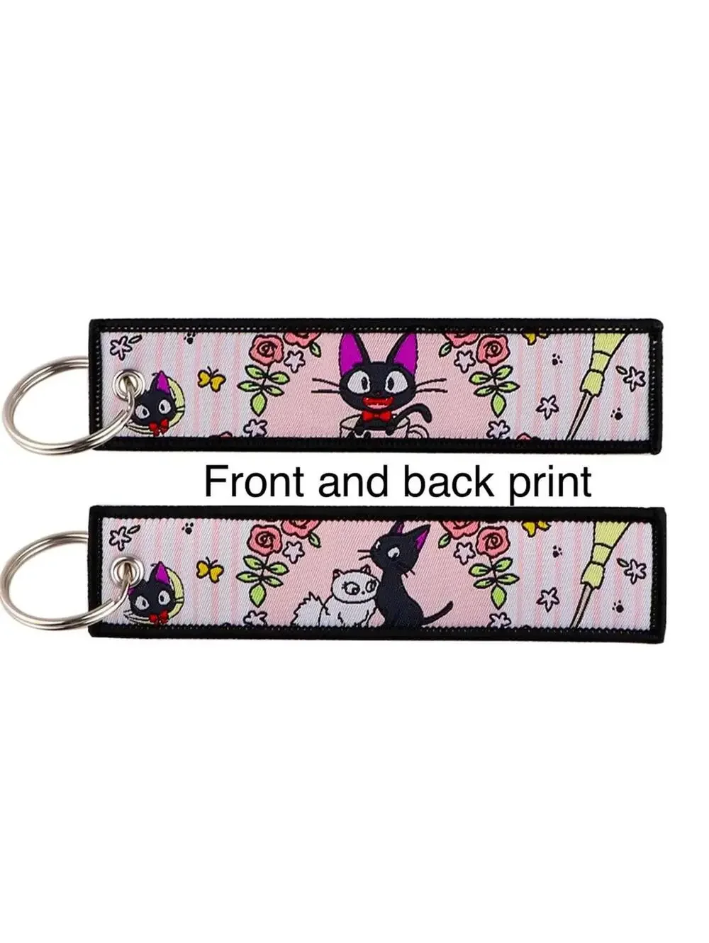 Jiji Keychain Embroidered Tag Kawaii Key Bag Charm Kiki’s Delivery Black Cat NWT